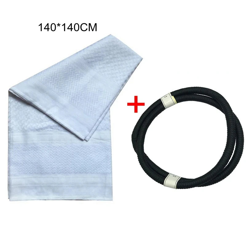 Keffiyeh with Aqel Rope Arab Men Headband Turban Man Head Wrap Middle Eastern Scarf 3 Colors