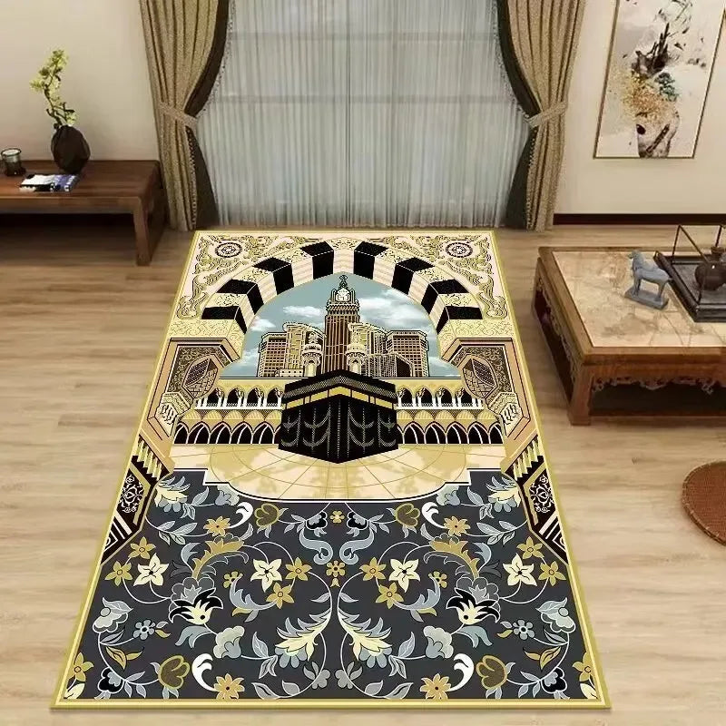 Authentic Ethnic Muslim Prayer Rug Living Room Decor Anti-Slip Carpets Bedroom Soft Rug Entrance Doormat Cultural Muslim Carpet