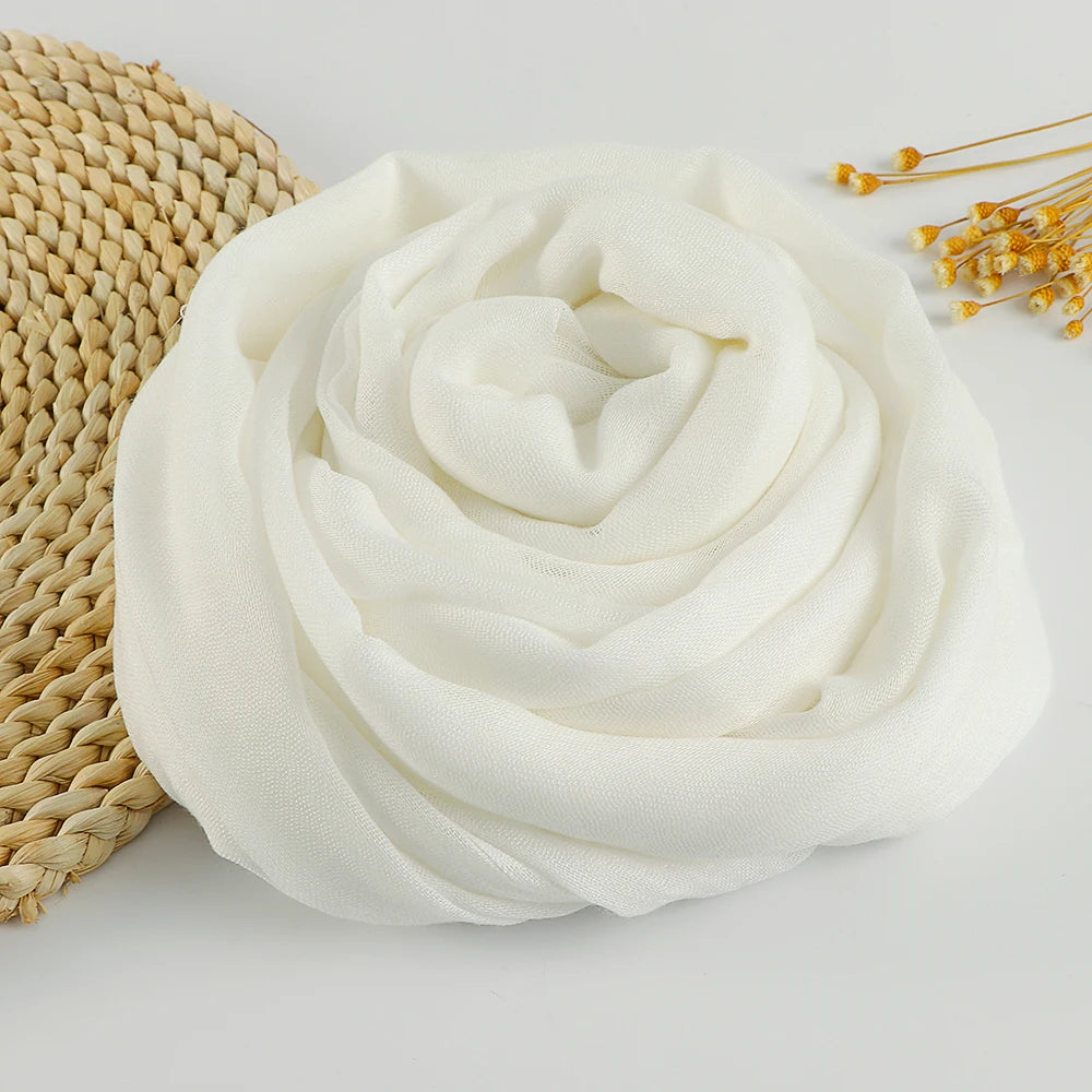 Solid Cotton Linen Hijabs Scarf Women Maxi Muslim Plain Frayed Scarf Shawls Wraps Headwear Oversize Pashmina Headscarf Headband