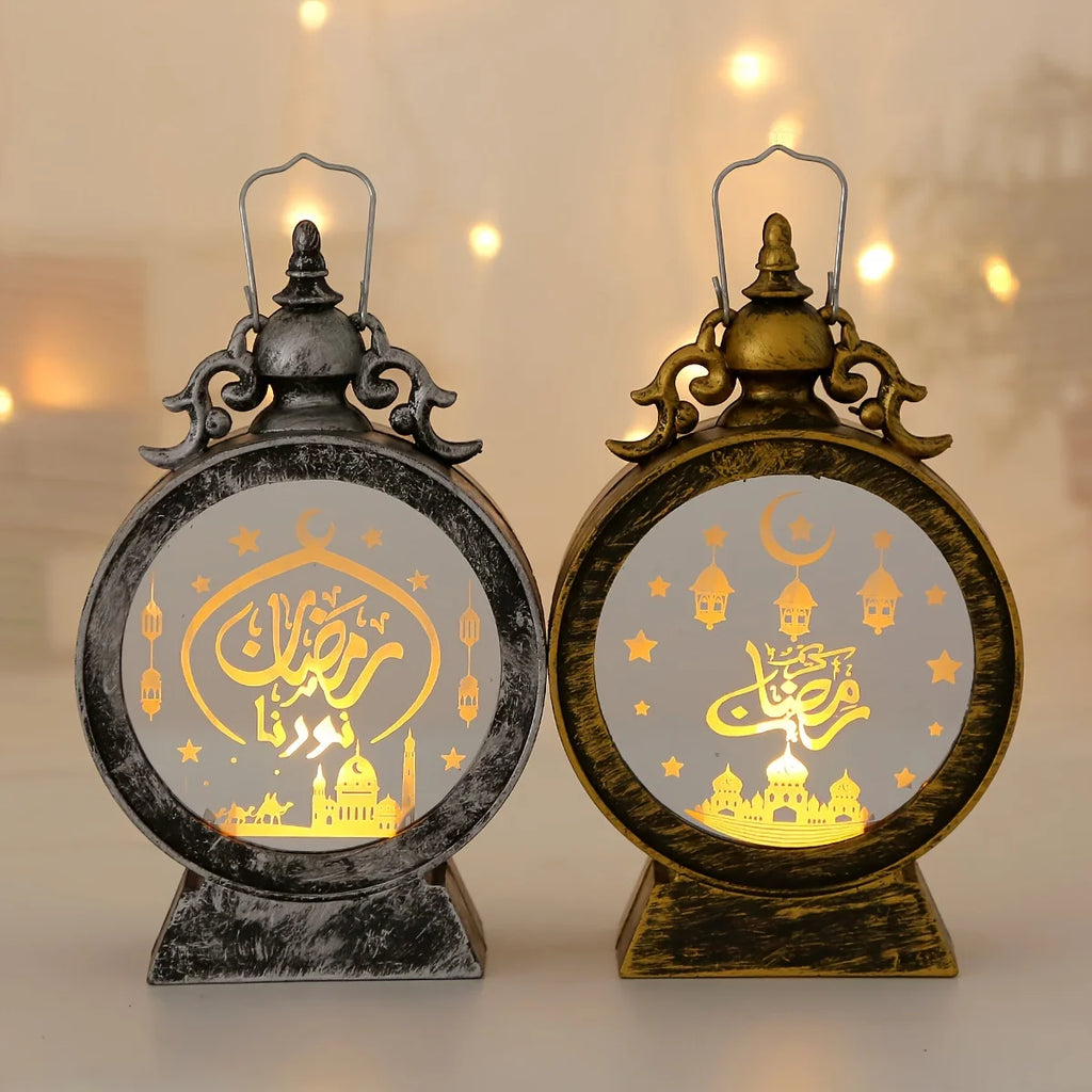2024 Eid Mubarak Ornaments Led Lantern Light Ramadan Decorations Islamic Muslim Party Lights Ramadan Kareem Eid Al Adha Gift