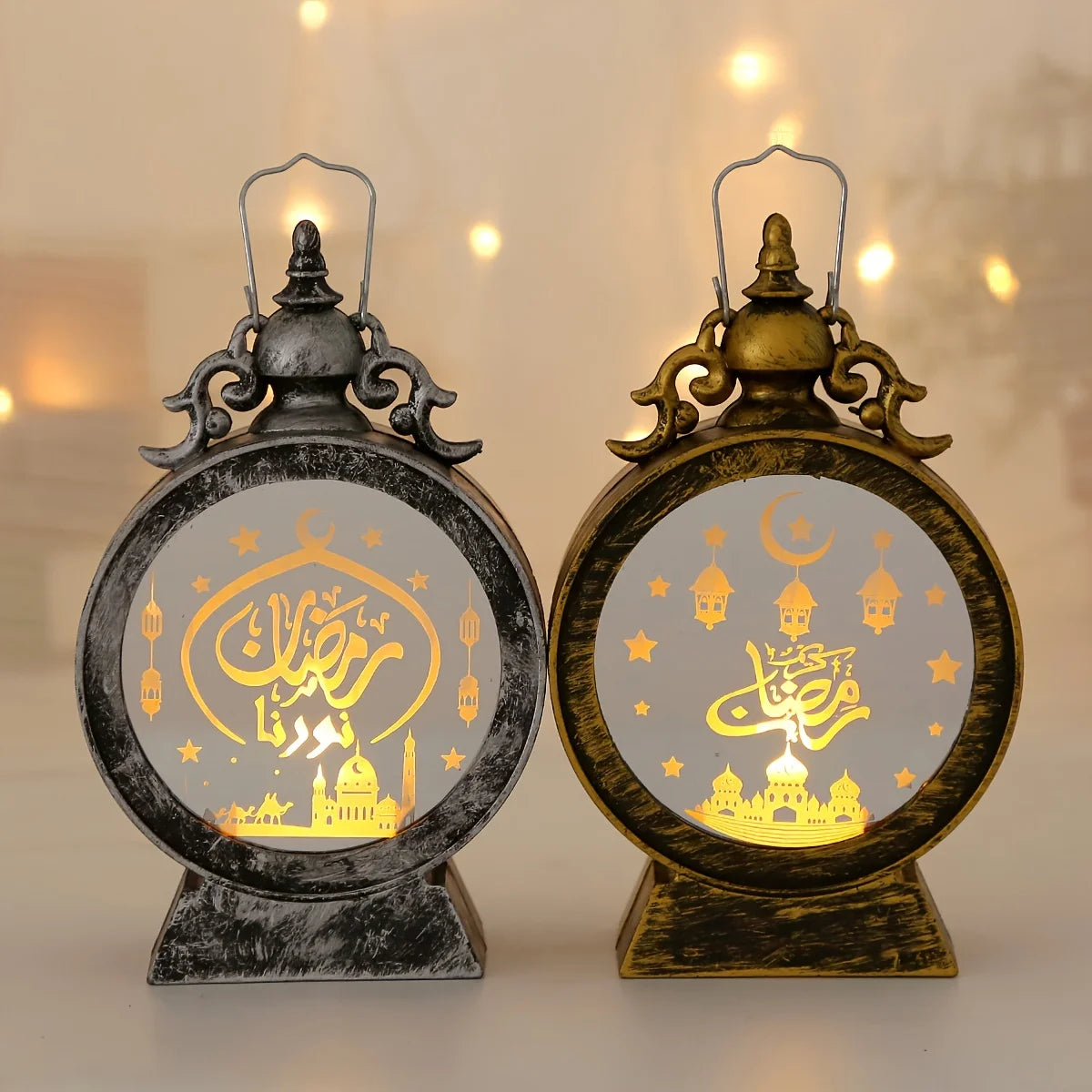 2024 Eid Mubarak Ornaments Led Lantern Light Ramadan Decorations Islamic Muslim Party Lights Ramadan Kareem Eid Al Adha Gift