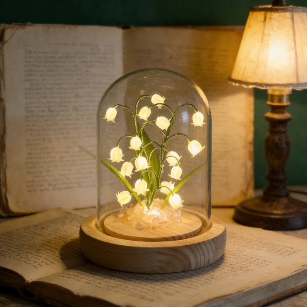Exquisite Elegant Bell Flower Night Light Decoration, DIY Handcrafted Material Package, Glass Garden-style Bedroom Item,gifts