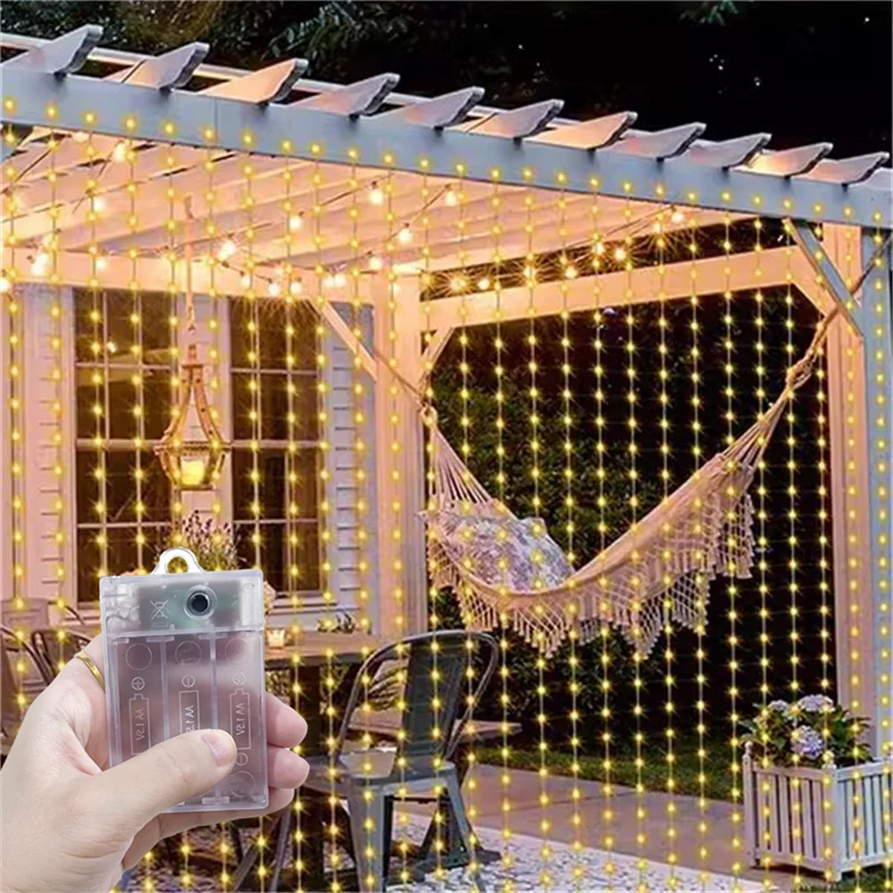 Home Decoration Battery Power Fairy LED Curtain Light String Outdoor Bedroom Decoration Ramadan 2026 Valentine's Day Eid Mubarak