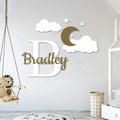 Custom Name Moon Star Cloud Wall Sticker Baby Nursery Kids Room Personalized Space Sky Decal Bedroom Playroom