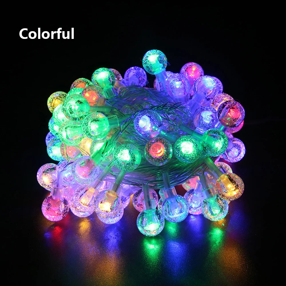 1.5M 3M 6M LED Crystal Ball Garland String Lights Flash Indoor Holiday Lamp 10/20/40 LED Fairy Lights Battery/USB Operated