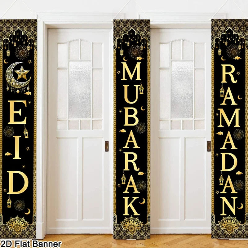 Eid Mubarak Door Banner Ramadan Decoration 2026 for Home Mubarak Ramadan Kareem Islamic Muslim Party Decor Eid Al Adha Gifts