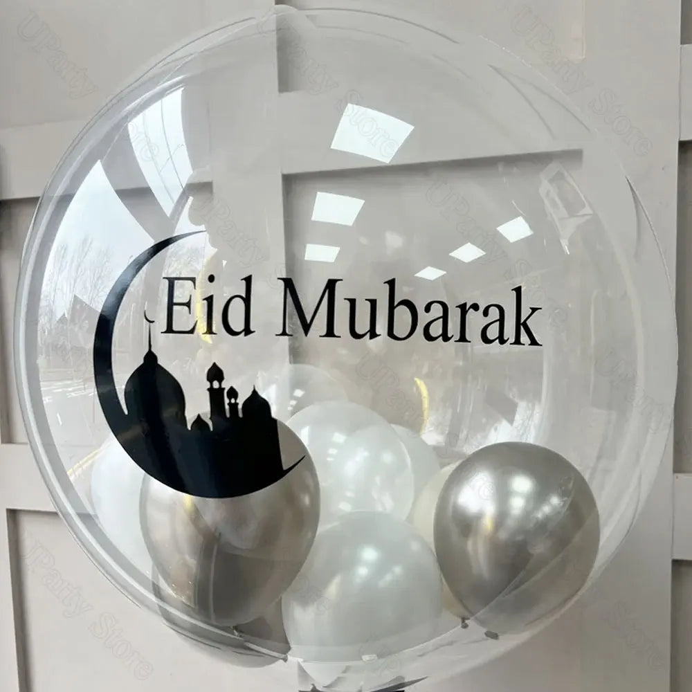 Eid Mubarak Vinyl Stickers for Clear Balloons Custom DIY Personalized Eid Mubarak Balloons for Hajj Umrah Mubarak Decor Favor