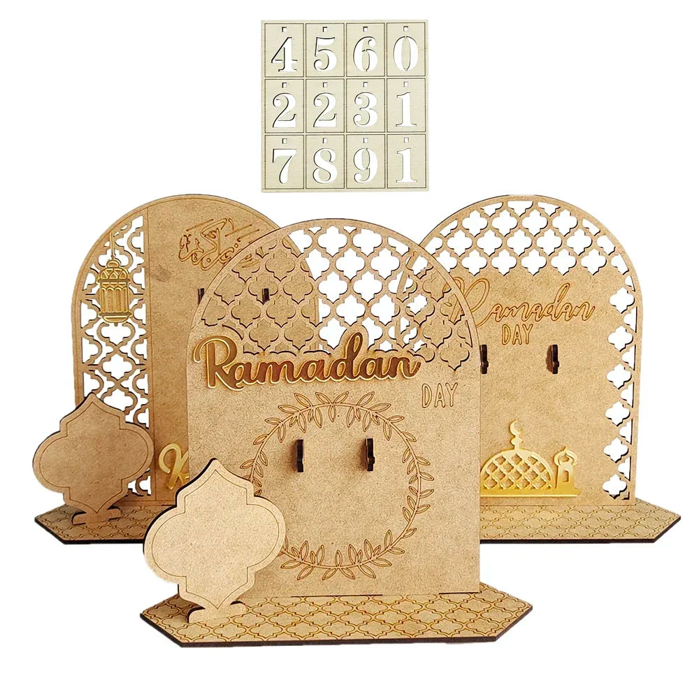 Eid Mubarak Countdown Calendar Wooden Ramadan Decoration 2026 Calendar Eid Mubarak Decoration Eid Countdown Ornament for Home