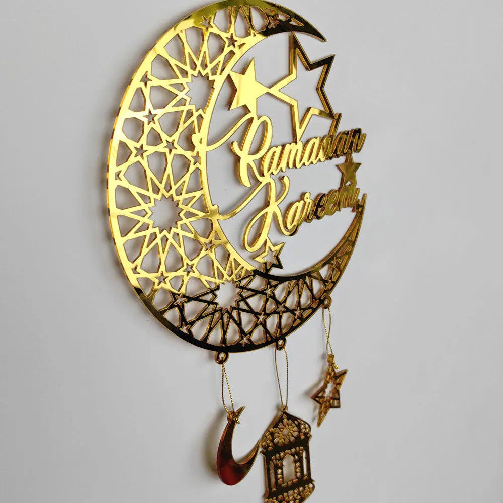 1PC Acrylic Ramadan Kareem Moon Star Wall Pendant Eid Mubarak Ornaments for Home Eid Al Fitr Muslim Islamic Holiday Party Decor