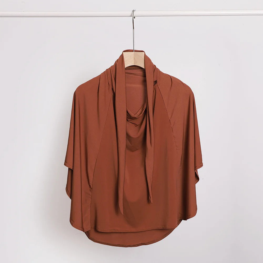 Ramadan Spring Summer Breathable Ironless Hijabs Long Instant Hijab Woman Ready To Wear With Face Masks Ready to Wear Hijabs