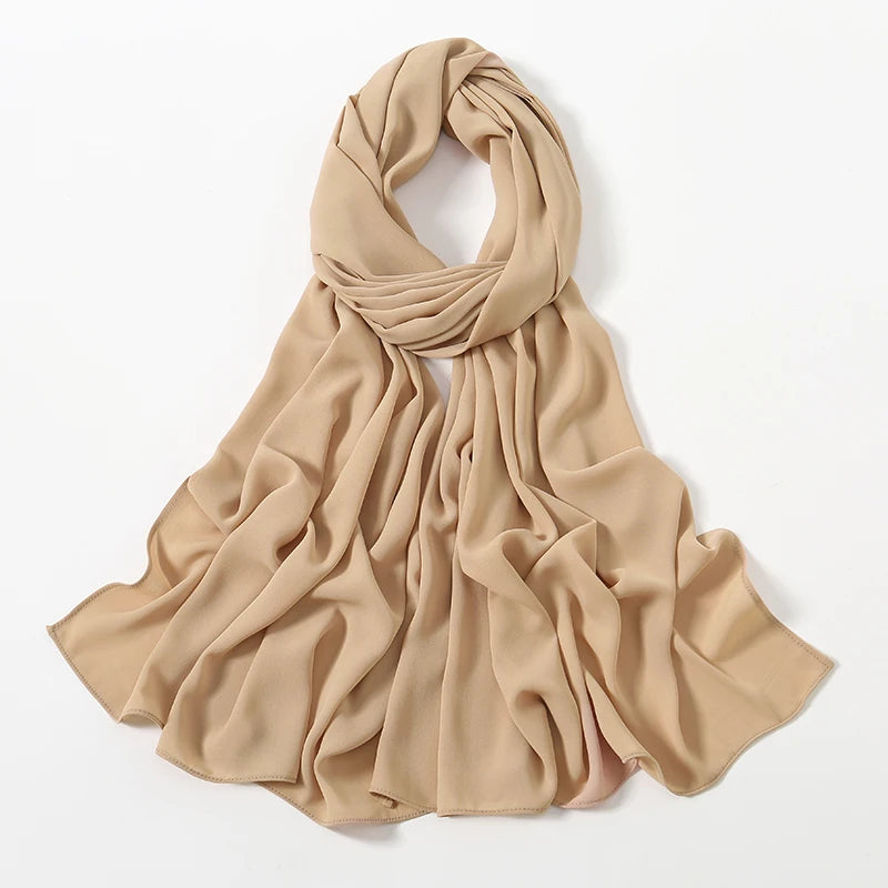 Women Chiffon Hijab Ramadan Abayas Premium Chiffon Scarf Shawl Muslim's dresses Hijab Cloth Islam Turban Solid Color Wraps