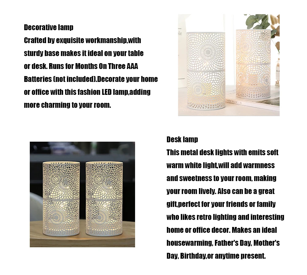 2Pcs/set  Battery Powered Table Lamp Modern Nordic Cylinder Lamp for Warm Light with LED Edison Style Bulb Wedding Home Decor