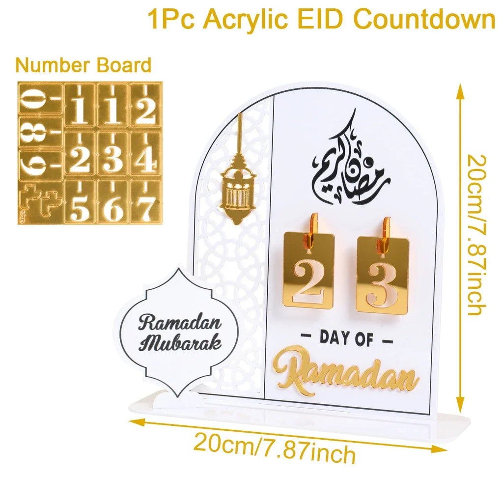 Acrylic Ramadan Advent Calendar 2025 Eid Mubarak Countdown Calendar Islamic Muslim Festival Party Gifts Home Decoration Ornament