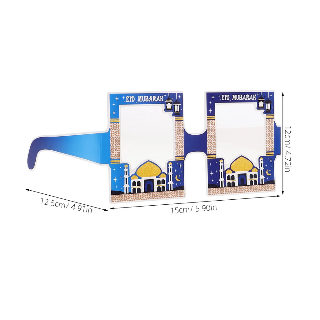 6Pcs Moon Festival Party Glasses Eid Mubarak Unique Paper Eyewear Fun Photo Props Festival Supplies Funny Glasses