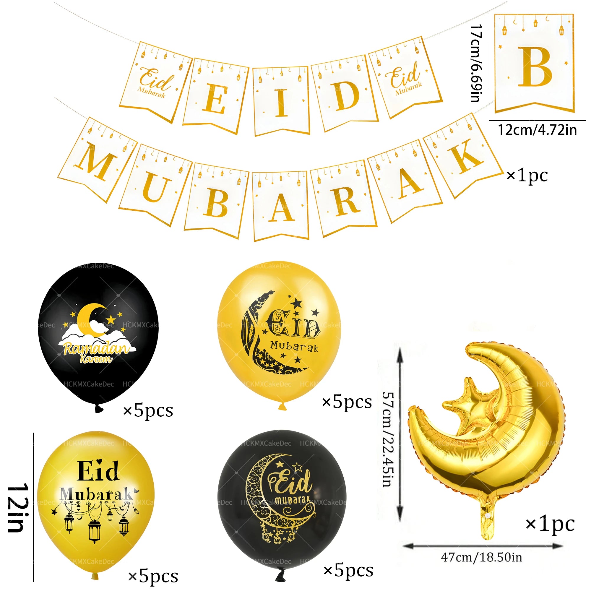 10/11/15/22pcs Eid Mubarak Latex Balloon Ramadan Kareem Decoration Air Globos Ramadan Mubarak Festival Party Supplies