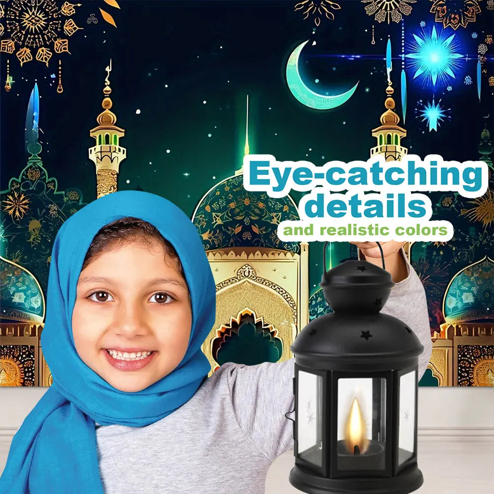 Eid Mubarak Backdrop Eid Mubarak Banner Moon Star Castle Eid Mubarak Background Islamic Eid Mubarak Ornament for Photography