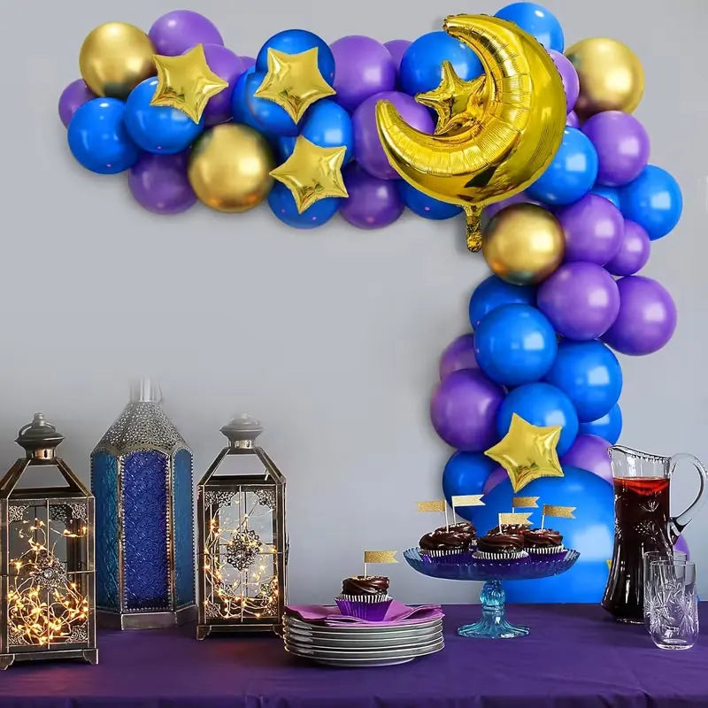 78pcs Eid Mubarak Balloons Background Ramadan Kareem Decoration Ramadan Mubarak Islamic Muslim Happy Eid Festival Party Supplies