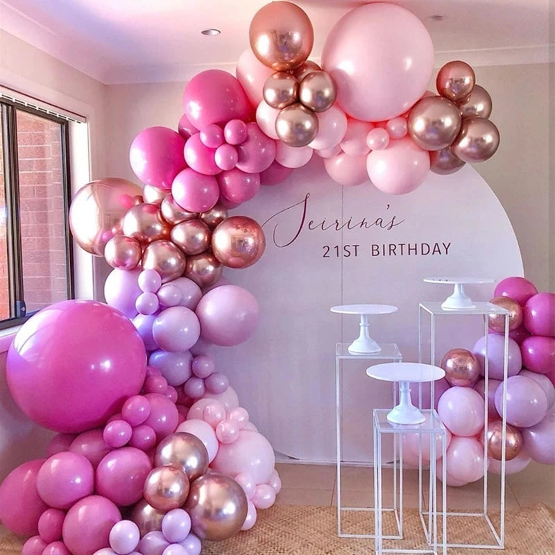 Macaron Pink Balloon Garland Arch Kit Wedding Birthday Party Decor Kids Rose Gold Latex Balloons Baby Shower Decorations Chain
