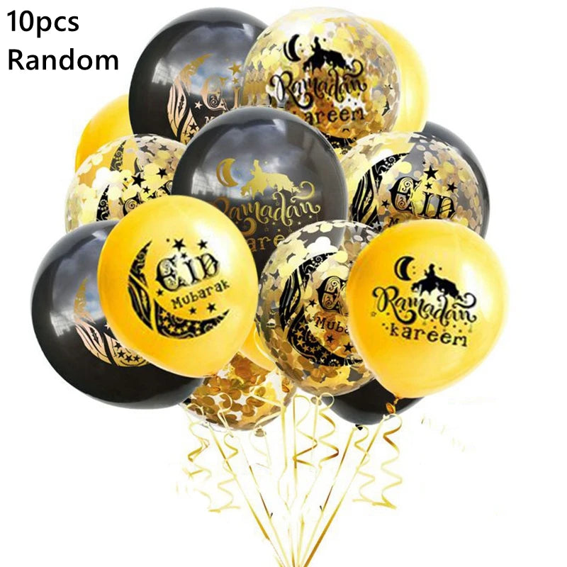 10pcs Eid Balloon Eid Mubarak 2025 Ramadan Decoration For Home Aid al-fitr Mubarak Kareem Islamic Festival Muslim Party Supplies