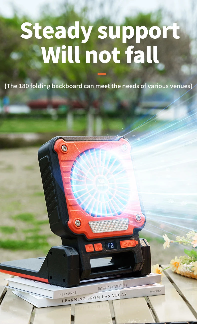 Outdoor Solar Fan Light 8 Hours Battery Foldable Tent Lantern Portable Multifunctional Camping Light Cross Border New