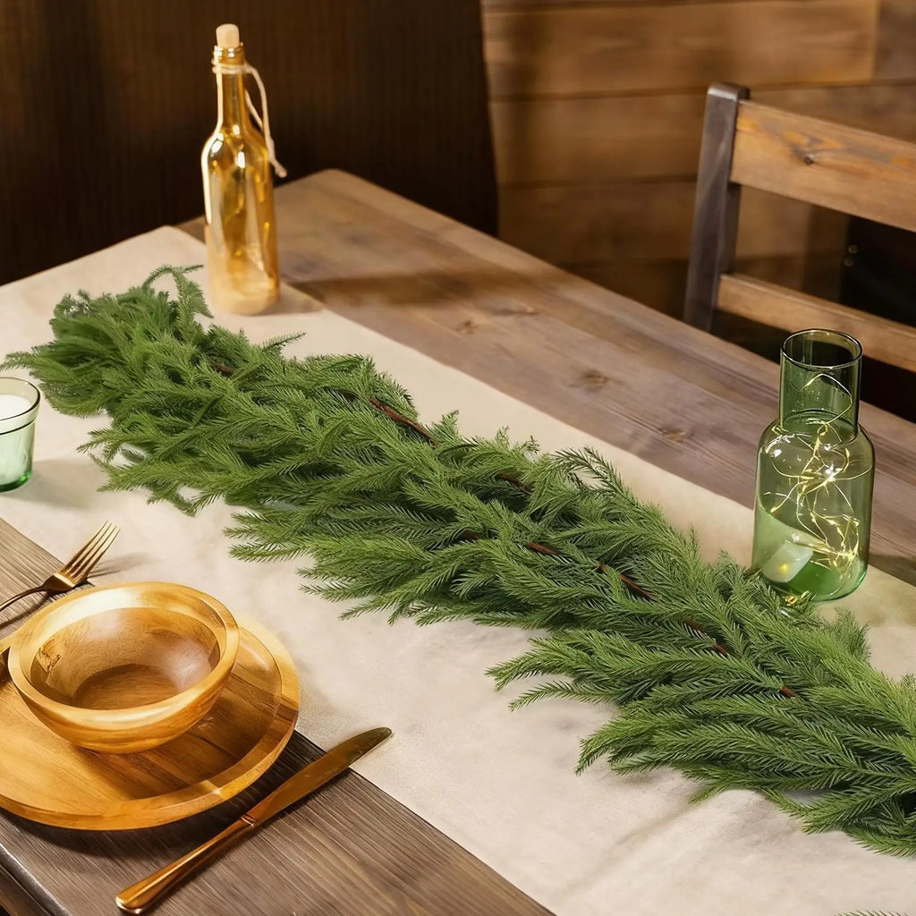 Faux Cedar Garland Holiday Atmosphere Props Artificial Greenery Garland For Winter For Outdoor Indoor Porches Front Door Living