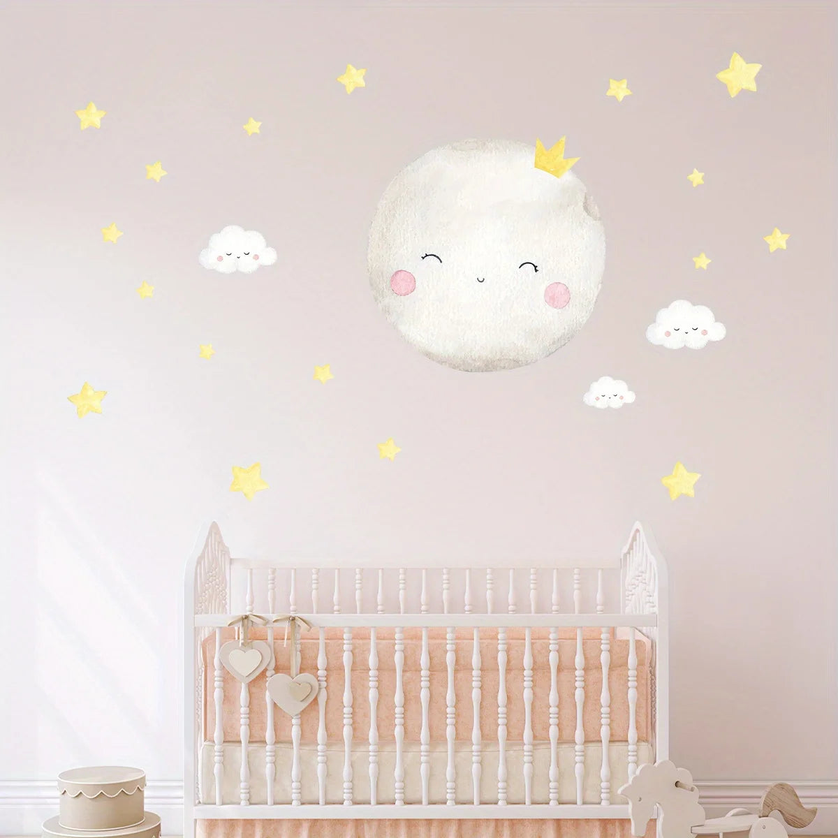 1PC Cartoon Cut Mother Moon and Stars Clouds Good Night Wall Stickers for Bedroom Living Room Nursery Decoration Wall Decals