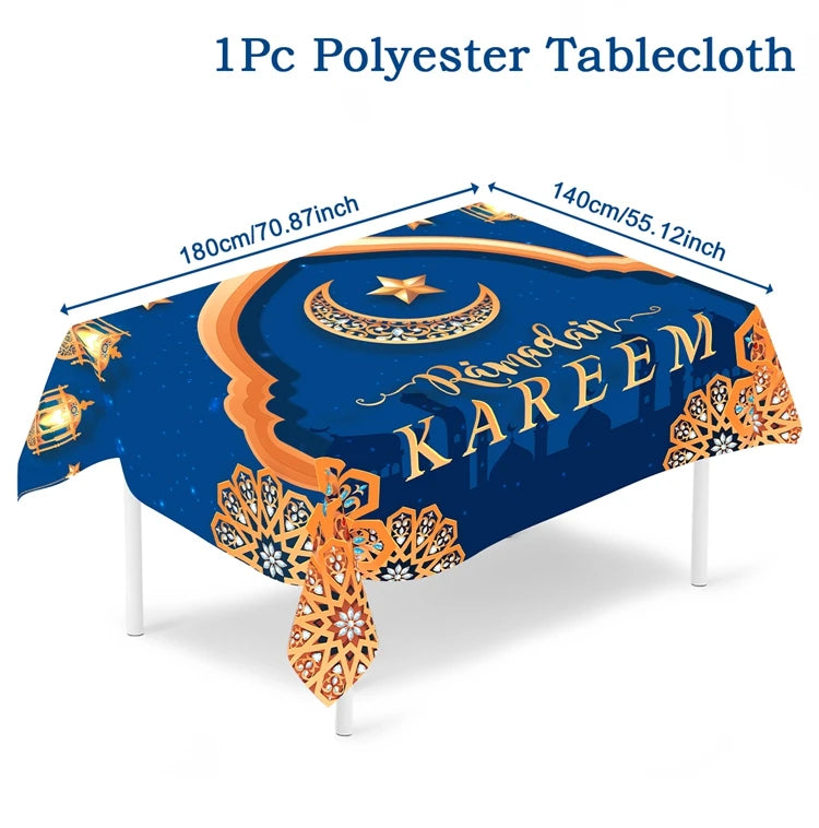 Eid Mubarak Tablecloths Ramadan Decoration 2025 for Home Islamic Muslim Party Decor Ramadan Kareem Tableware Eid Al Adha Gifts