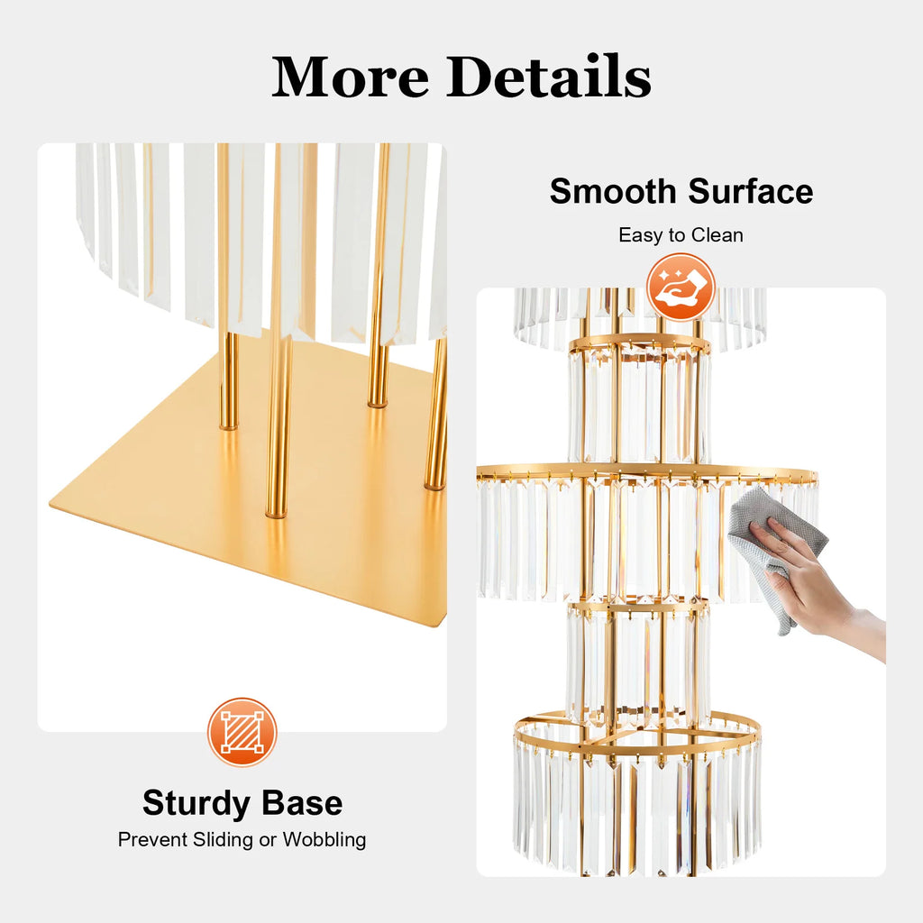 Gold 5 Tier Wedding Crystal Flower Rack Centerpieces Flower Stand Wedding Party Backdrop Stand Freestanding Floral Holder