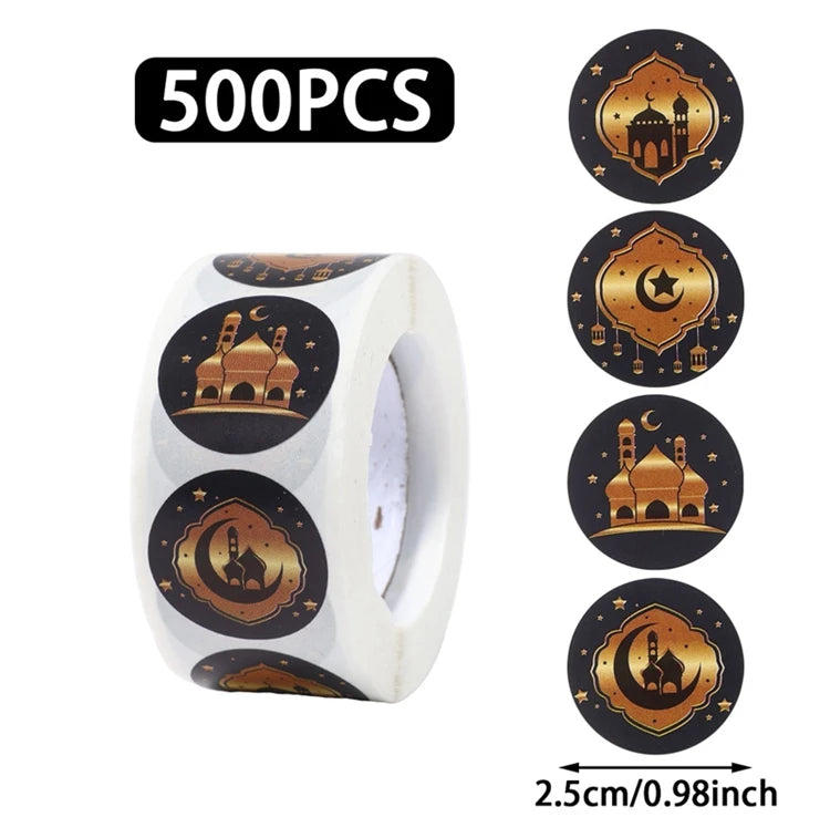 EID Mubarak Stickers Ramadan Decoration 2025 For Favor Gifts Label Ramadan Kareem Islamic Muslim Party Eid Al Adha Gifts