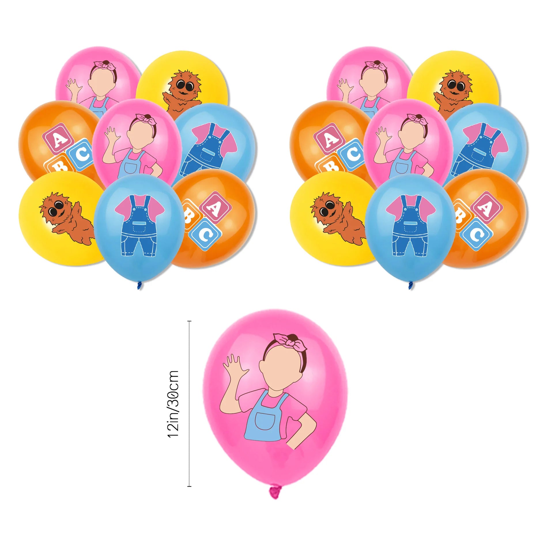 Cartoon English Teacher Theme Child Birthday Party Decor Ms&Racheled Balloon Banner Backdrops Cupcake Toppers for Kids Gifts