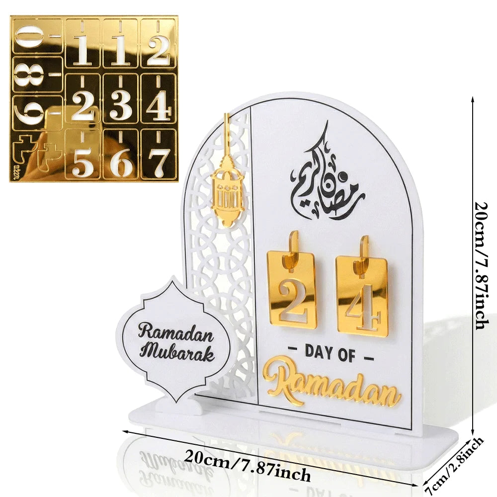 Acrylic Eid Countdown Calendar 2026 Ramadan Mubarak Decoration for Home DIY Day of Ramadan Tracker Islamic Muslim Party Supplies