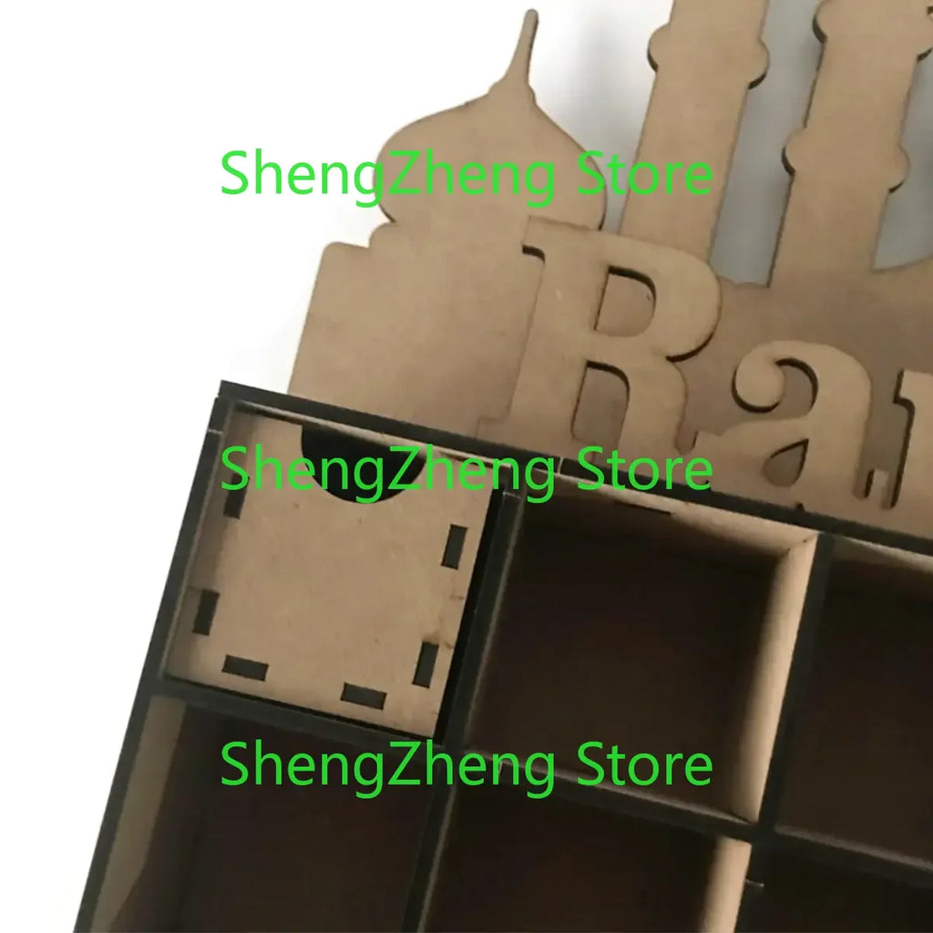 Ramadan Advent Calendar DIY House Drawer 30 Grids MDF Stand Rack Decorations