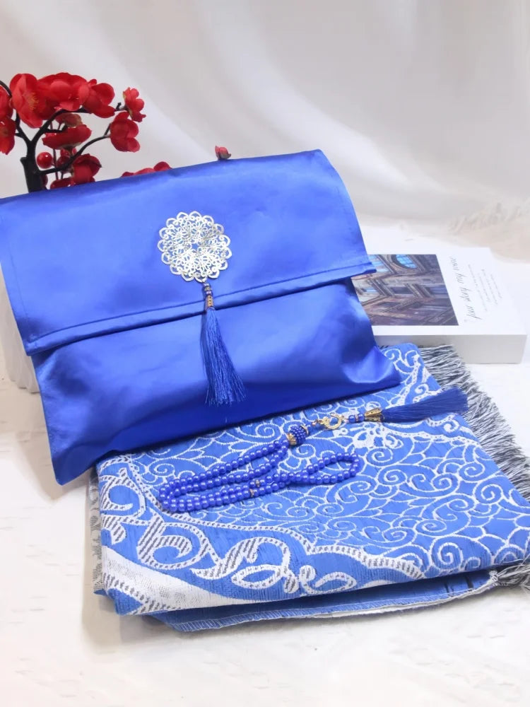 3pcs/set Muslim Prayer Mat Set Middle East Prayer Rug Prayer Beads Portable Travel Worship Blanket With Bag Set Holiday Gift