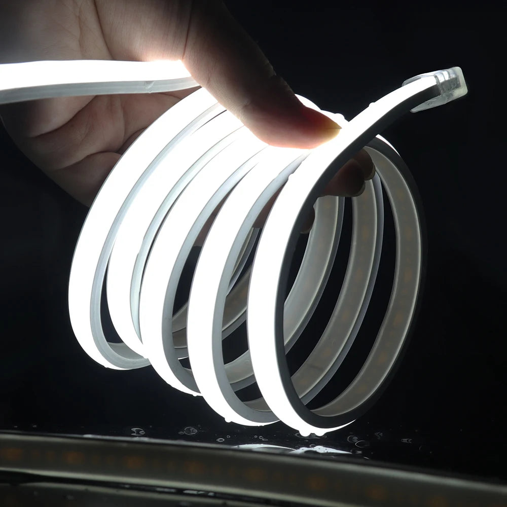 COB LED Strip Neon Light 220V EU UK Plug 288LEDs/M RA90 Flexible Tape Waterproof Led Ribbon for Kitchen Outdoor Garden Lighting