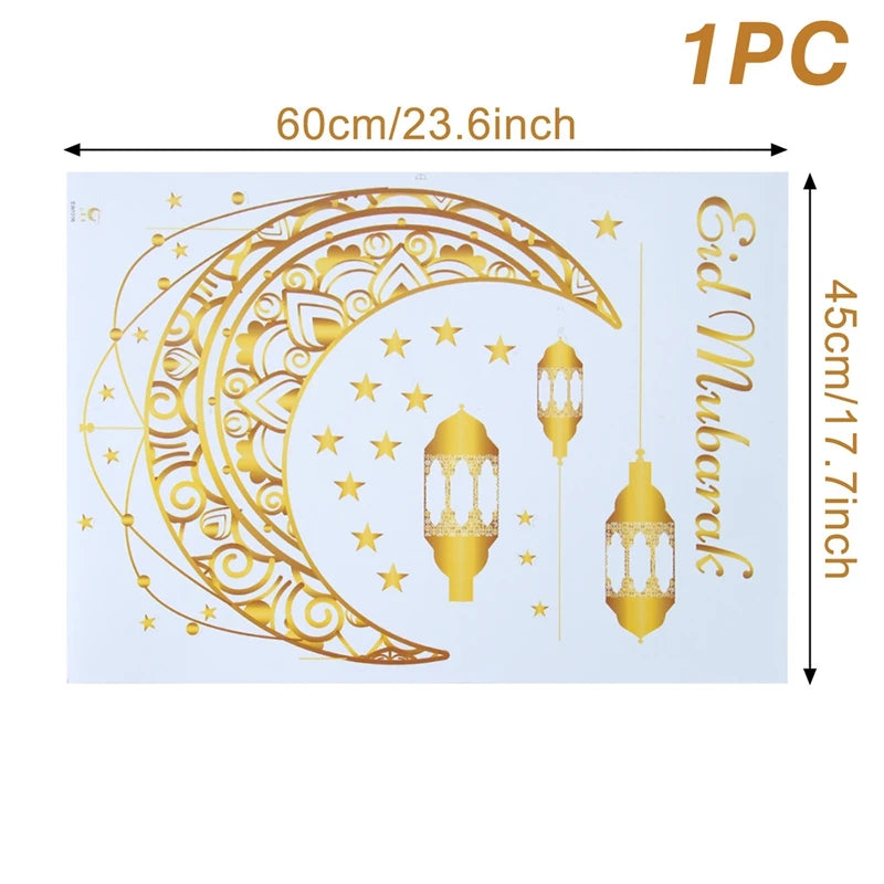 Eid Mubarak 2024 Window Stickers Ramadan Decorations for Home Islamic Ramadan Kareem Muslim Party Decor Eid Mubarak Gift Al Adha