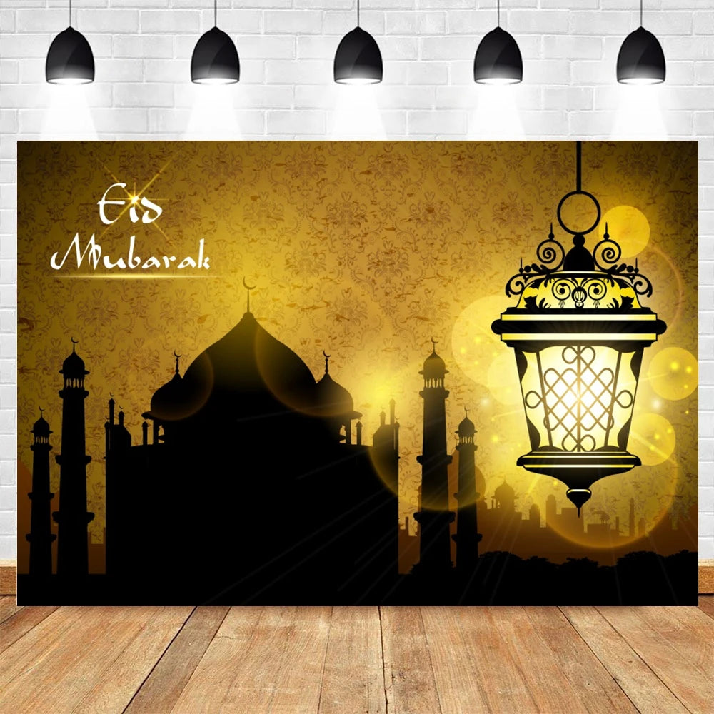 Eid Mubarak Backdrop for Photography EID Al Adha Muslim Ramadan Kareem Moon Lantern Islamic Eid al-Fitr Photo Background Props
