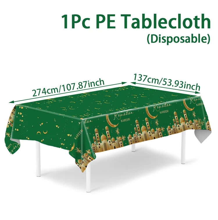 Eid Mubarak Tablecloths Ramadan Decoration 2025 for Home Islamic Muslim Party Decor Ramadan Kareem Tableware Eid Al Adha Gifts