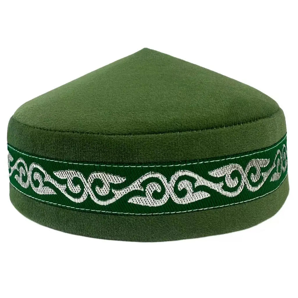 Kazakh Hats for Men Embroidered Blue Green Black Handmade Dancing Party Cotton Dubai Kufi Hijab Spring Caps Elegant