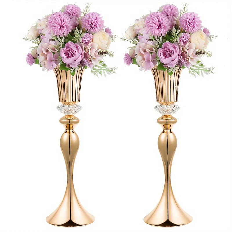 Set of 2/10 Crystal Flower Stands, 22 Tall Vases, Metal Centerpiece Vases for Table Decoration, Christmas, Party Decoration
