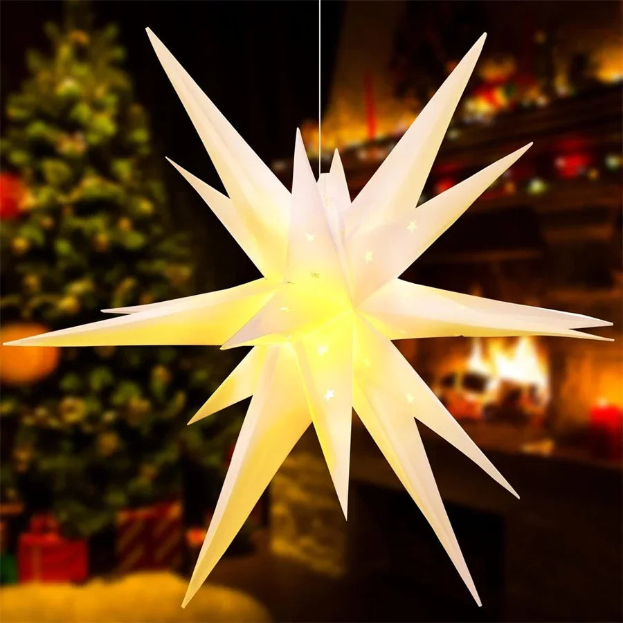 35/45/58CM Christmas Moravian Star Light Moravian Tree Top 3D LED Hanging Star Lantern Fairy Light For Holiday Wedding Decor