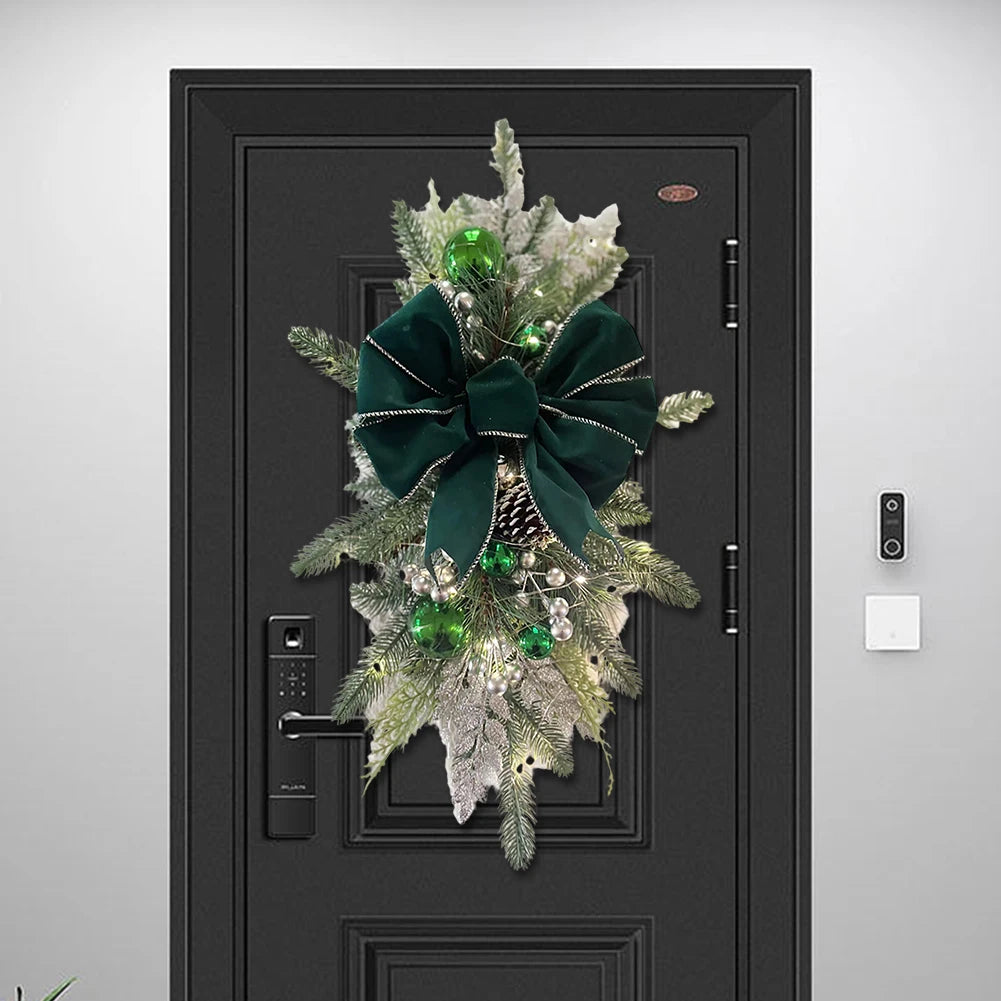 Christmas Wreath Pendants without/with Light Atmosphere Decorative Stair Garland Home Door Window Ornaments Party Supplies Gift