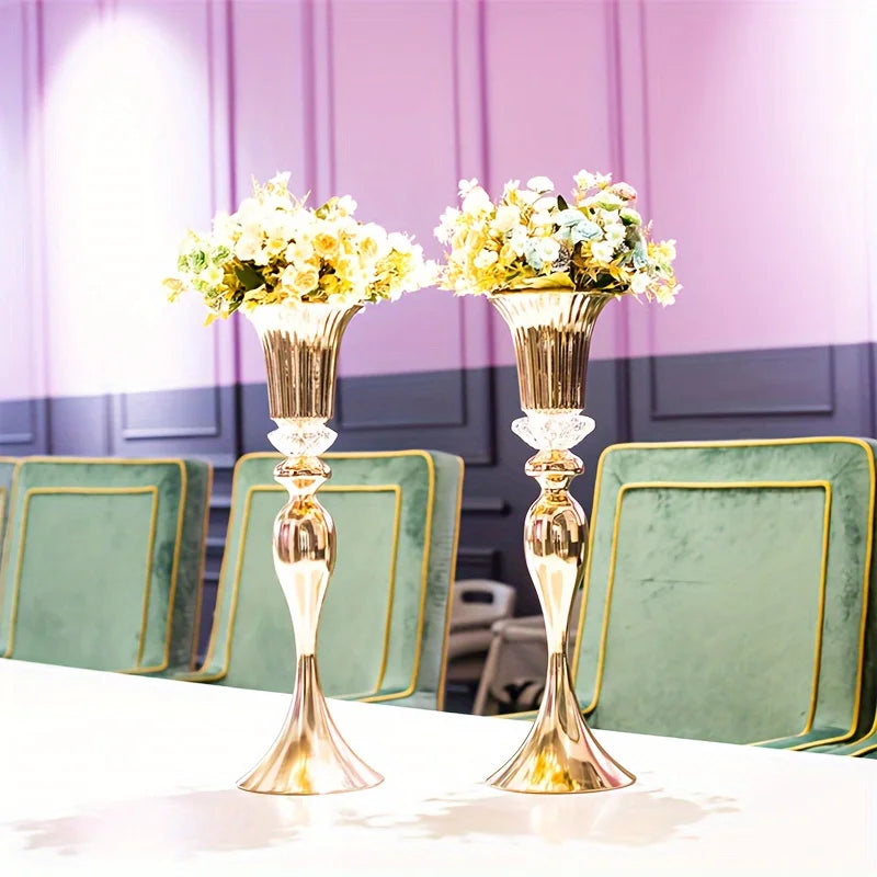 Set of 2/10 Crystal Flower Stands, 22 Tall Vases, Metal Centerpiece Vases for Table Decoration, Christmas, Party Decoration