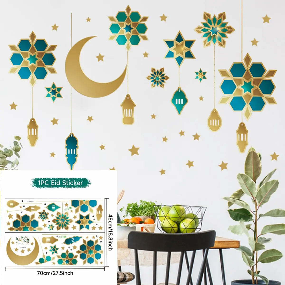 Eid Mubarak Window Stickers Ramadan Decorations for Home Islamic Muslim Party Decor Eid Al Adha Diy Wall Stickers Ramadan Kareem