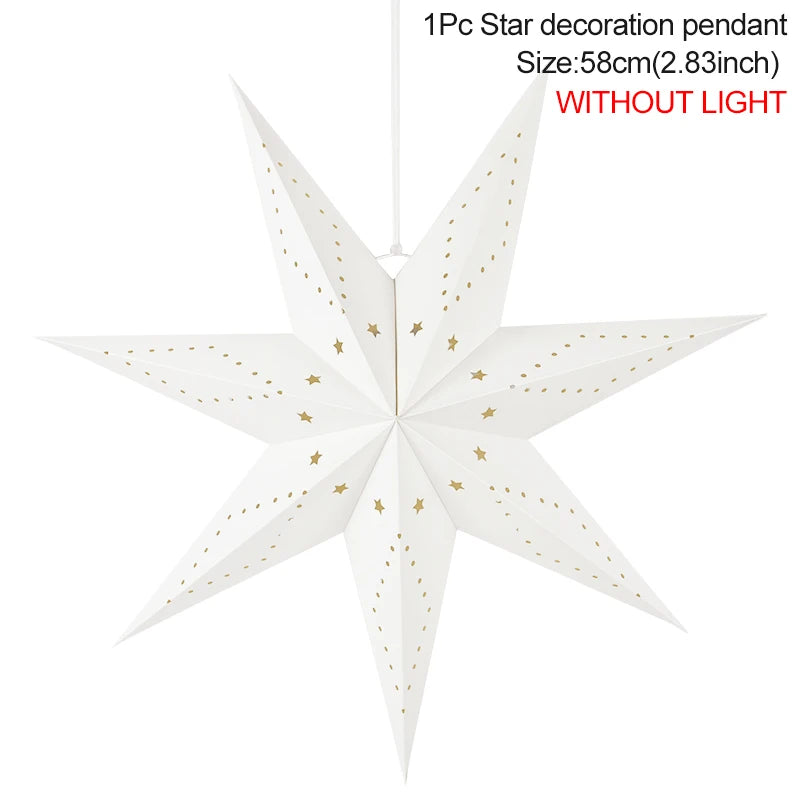 Eid Mubarak Decoration Hollow Star Hanging Pendant Ramadan Kareem LED Light Lantern 2025 Islamic Muslim Party Supplies Birthday