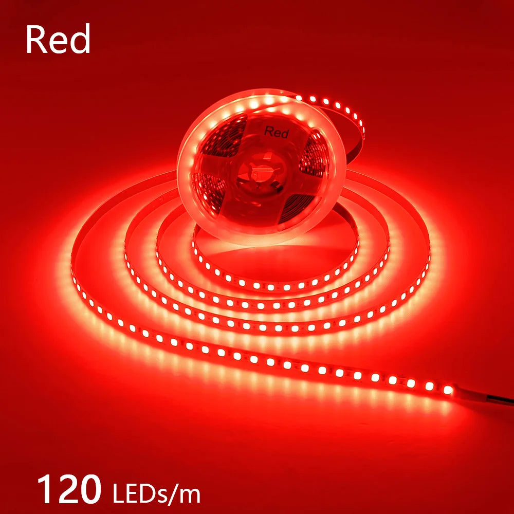 12V 24V LED Strip 2835 120LEDs/m Home Lamp Strip Pink Red Ice Blue Green Golden Yellow Orange Flexible Waterproof Soft Lamp Bar