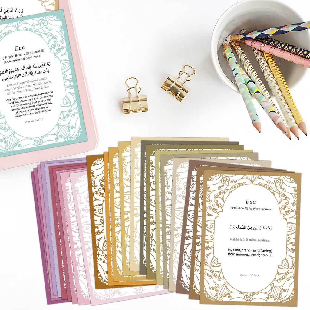 40pcs Ramadan Dua Cards,Quran Dua Flash Cards,Arabic Transliteration&English,Islamic Dua Prayer Card,Eid Gift For Friends Family