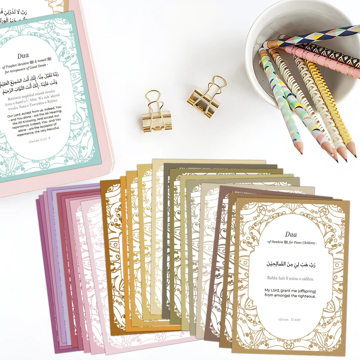 40pcs Ramadan Dua Cards,Quran Dua Flash Cards,Arabic Transliteration&English,Islamic Dua Prayer Card,Eid Gift For Friends Family