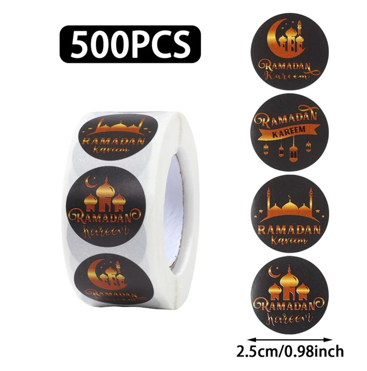 EID Mubarak Stickers Ramadan Decoration 2025 For Favor Gifts Label Ramadan Kareem Islamic Muslim Party Eid Al Adha Gifts