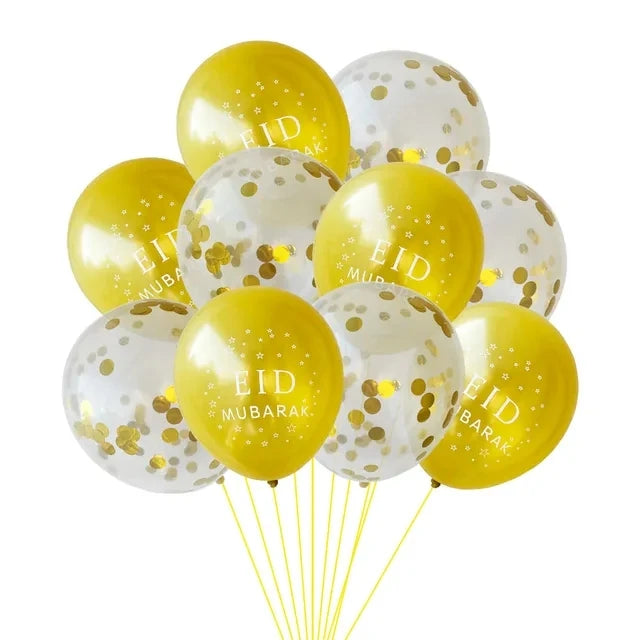 10pcs EID MUBARAK Decor Balloons Ramadan and Eid Decoration Muslim Islamic Decor Gold Balloon Ramadan Mubarak DIY Party Supplies