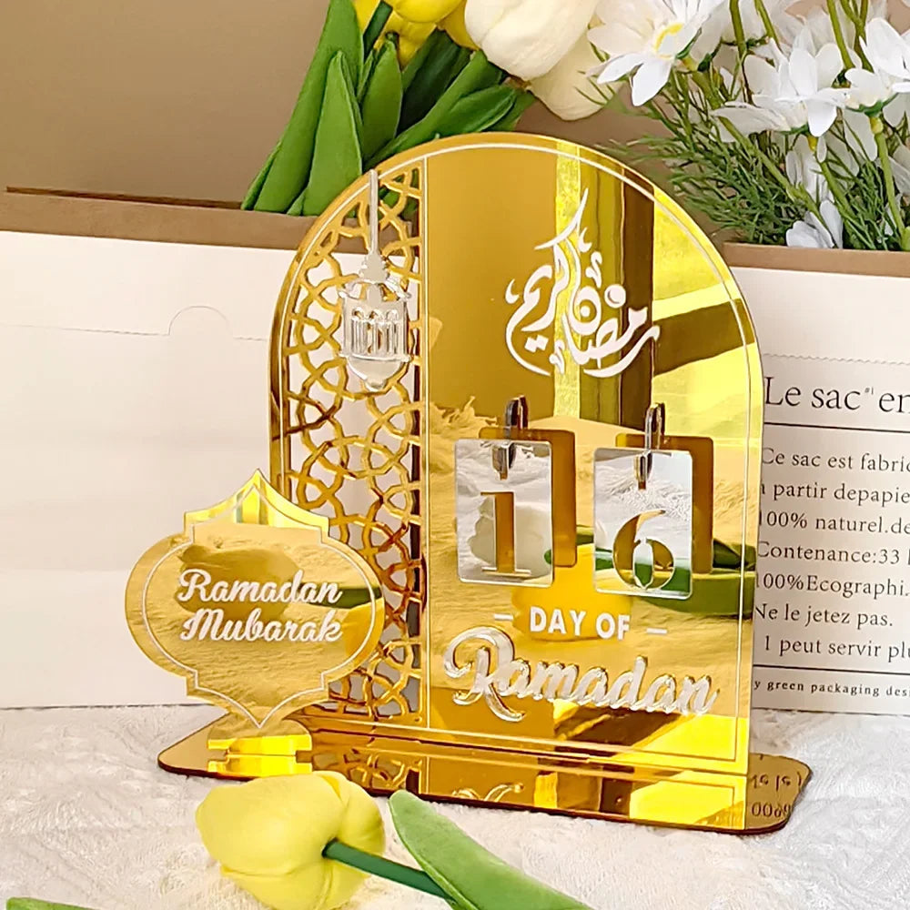 Eid Acrylic Ramadan Countdown Calendar with Base Mubarak Islam Advent Ramadan Home Desktop Decora Countdown Numbers Calendar